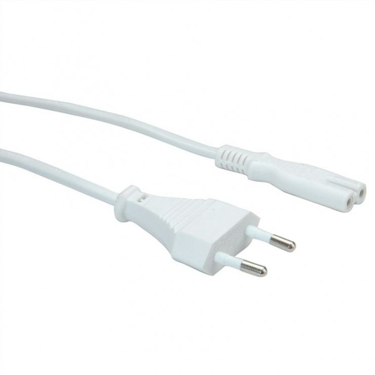 Imagine Cablu de alimentare Euro la IEC C7 (casetofon) 2 pini 1m Alb, Value 19.99.2090